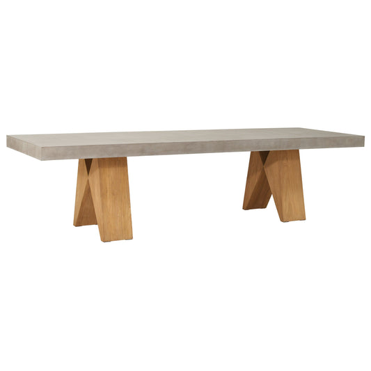 Clip Teak and Concrete Dining Table - 118" - Slate Grey Outdoor Dining Table-Outdoor Dining Tables-Seasonal Living-Sideboards and Things