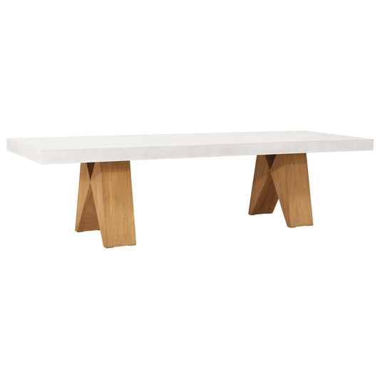 Clip Teak and Concrete Dining Table - 87" - White Outdoor Dining Table-Outdoor Dining Tables-Seasonal Living-Sideboards and Things