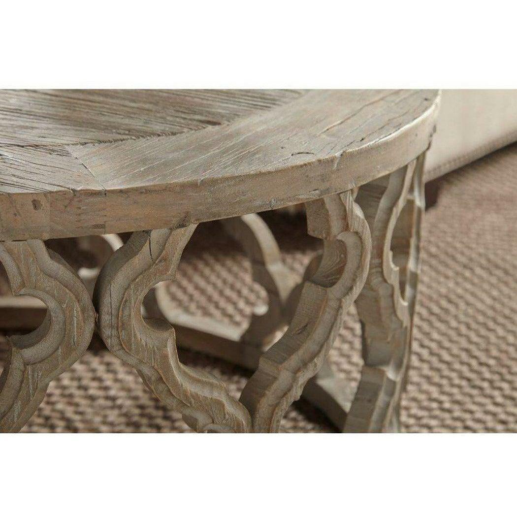 Clover Round Medium Size Coffee Table Carved Mango Wood Coffee Tables Sideboards and Things By Essentials For Living