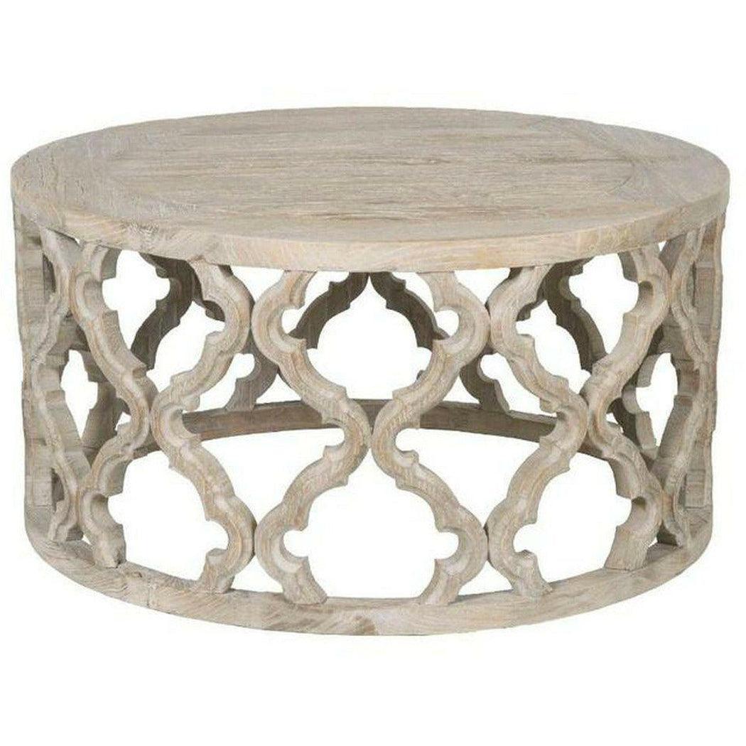 Clover Round Medium Size Coffee Table Carved Mango Wood Coffee Tables Sideboards and Things By Essentials For Living