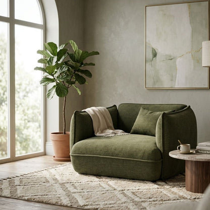 LOOMLAN Custom Upholstery Clover Plush Pillow-Soft Fabric Accent Chair