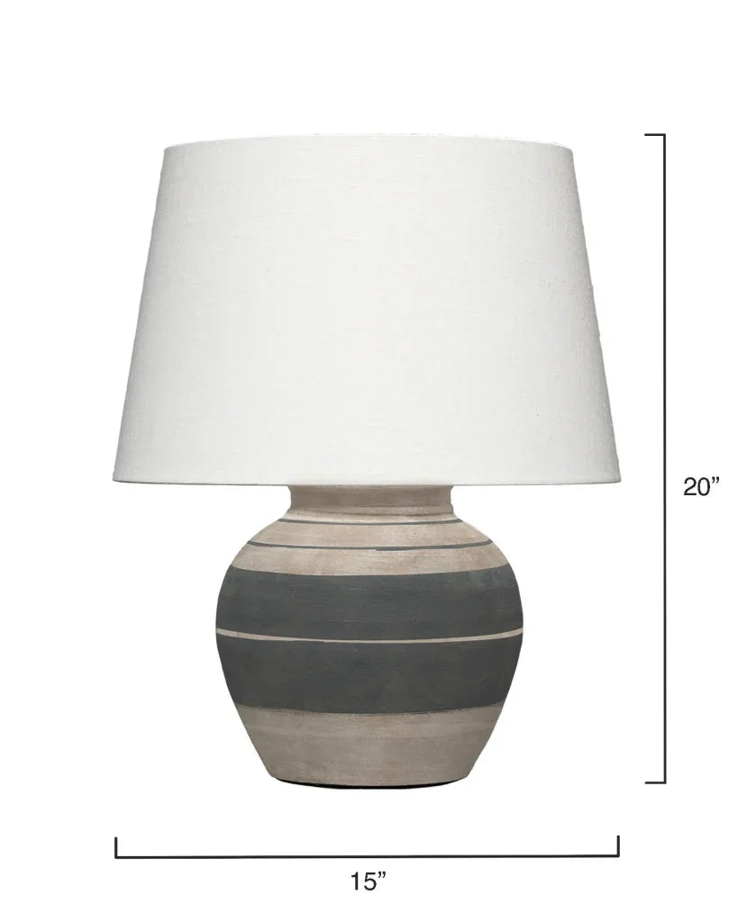 Coastal Beige & Dark Grey Ceramic Bernard Table Lamp - LOOMLAN - Jamie Young - Table Lamps