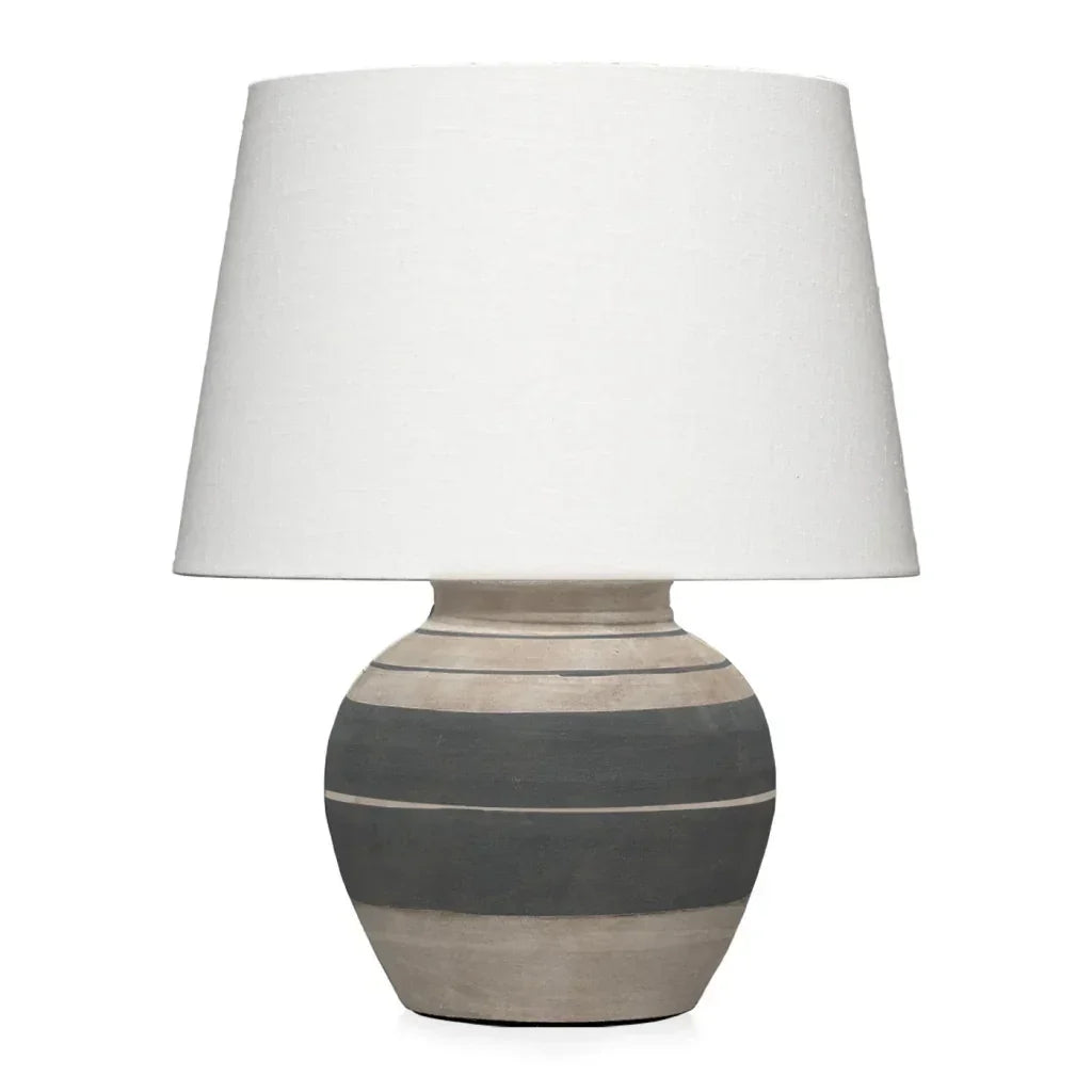 Coastal Beige & Dark Grey Ceramic Bernard Table Lamp - LOOMLAN - Jamie Young - Table Lamps