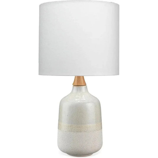 LOOMLAN Coastal Cream Ceramic Rubber Wood Alice Table Lamp