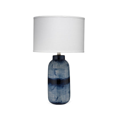 Coastal Large Batik Blue Ceramic Table Lamp White Shade Table Lamps Sideboards and Things By Jamie Young