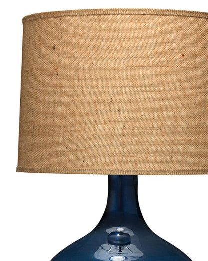 Coastal Navy Blue Glass Plum Jar Table Lamp Beige Shade Table Lamps Sideboards and Things By Jamie Young