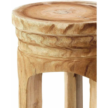 Coastal Paulownia Wood Mesa Backless Stool - LOOMLAN - Jamie Young - Side Tables