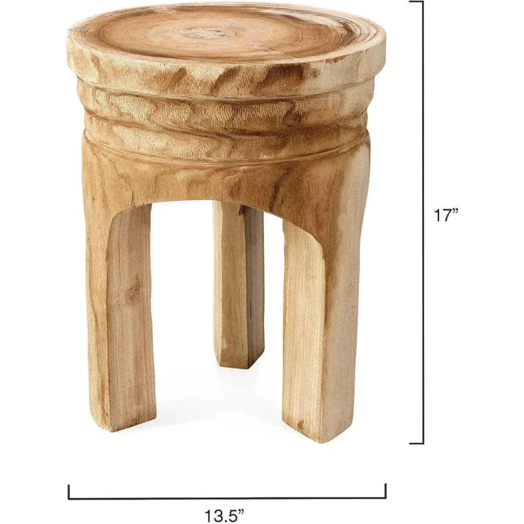 Coastal Paulownia Wood Mesa Backless Stool - LOOMLAN - Jamie Young - Side Tables