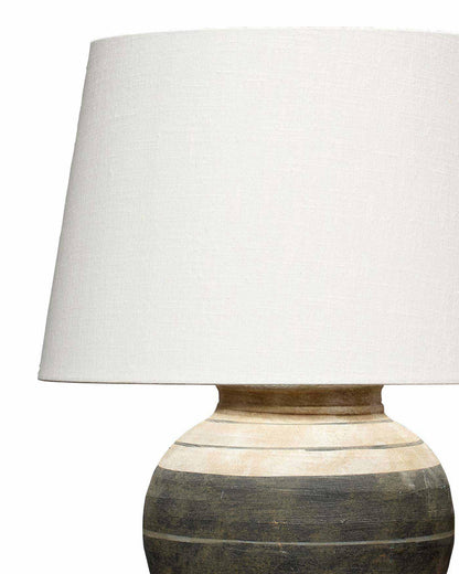 Coastal Style Beige & Dark Grey Ceramic Bernard Table Lamp Table Lamps Sideboards and Things By Jamie Young