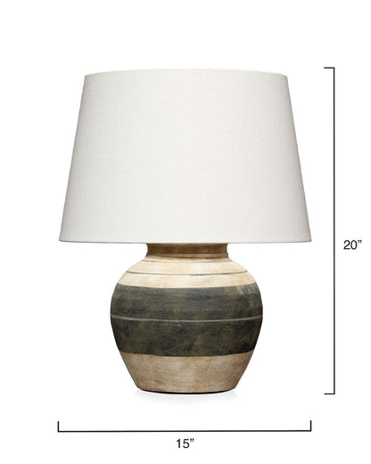 Coastal Style Beige & Dark Grey Ceramic Bernard Table Lamp Table Lamps Sideboards and Things By Jamie Young