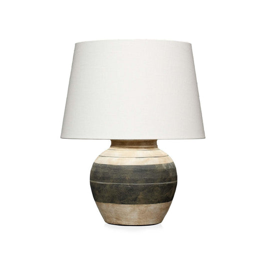 Coastal Style Beige & Dark Grey Ceramic Bernard Table Lamp Table Lamps Sideboards and Things By Jamie Young