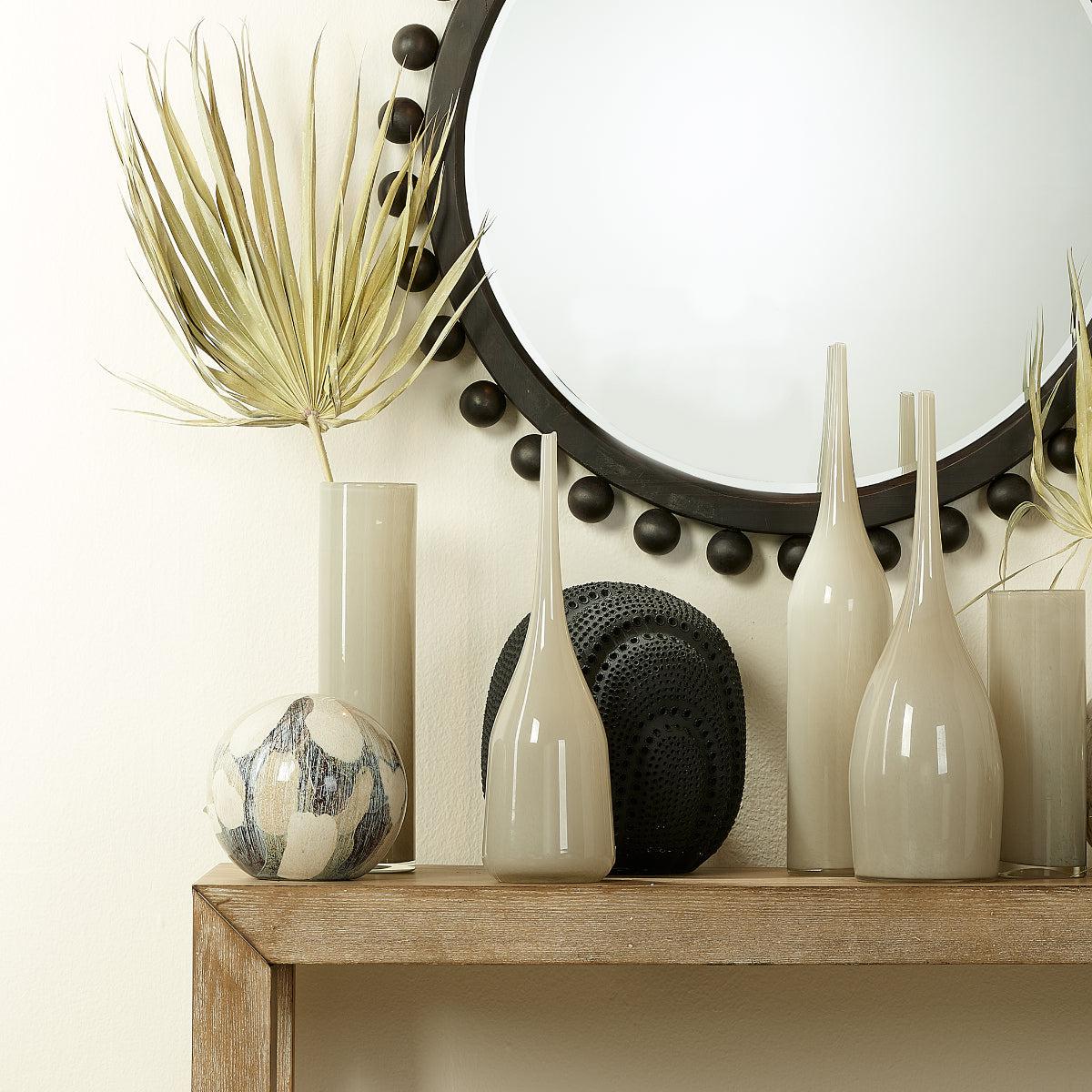 Coastal Style Black Porcelain Lunar Sphere-Statues & Sculptures-Jamie Young-Sideboards and Things