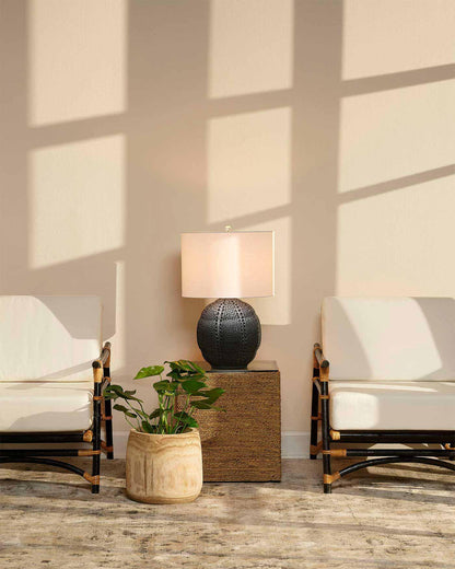 Coastal Style Black Porcelain Lunar Table Lamp Table Lamps Sideboards and Things By Jamie Young