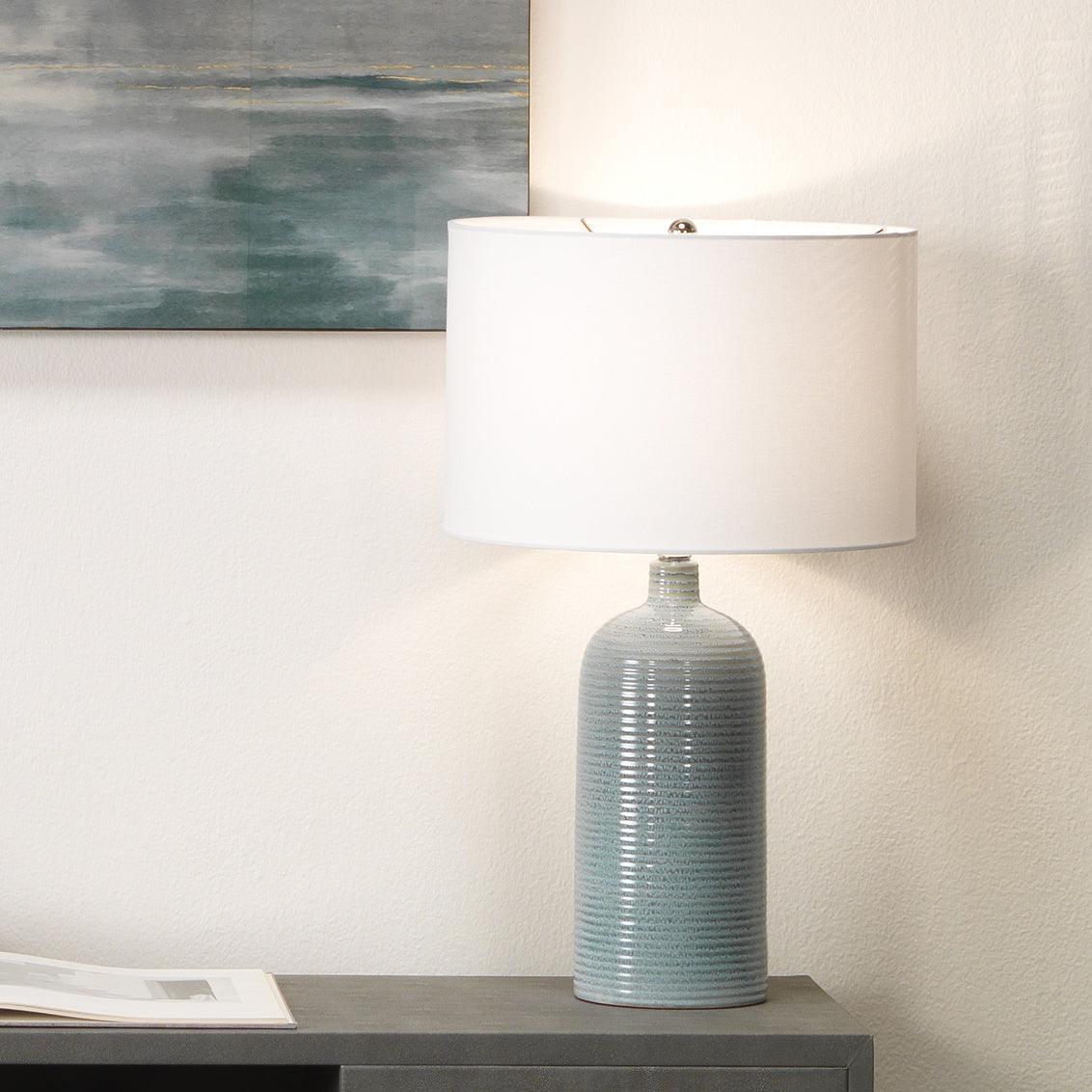 Coastal Style Blue Ceramic Declan Table Lamp Table Lamps Sideboards and Things By Jamie Young