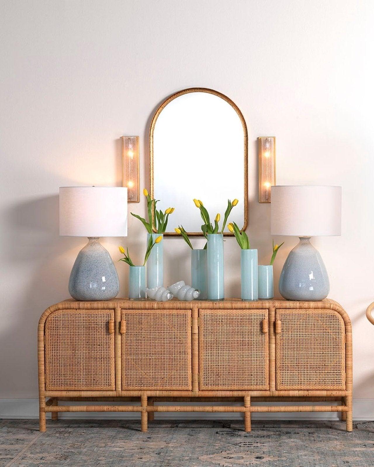 Coastal Style Blue Ceramic Levi Table Lamp Table Lamps Sideboards and Things By Jamie Young