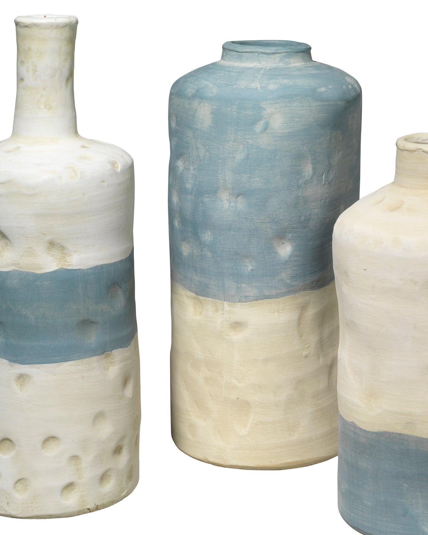 Coastal Style Blue Ceramic Sedona Vessels (Set of 3) Vases & Jars Sideboards and Things By Jamie Young