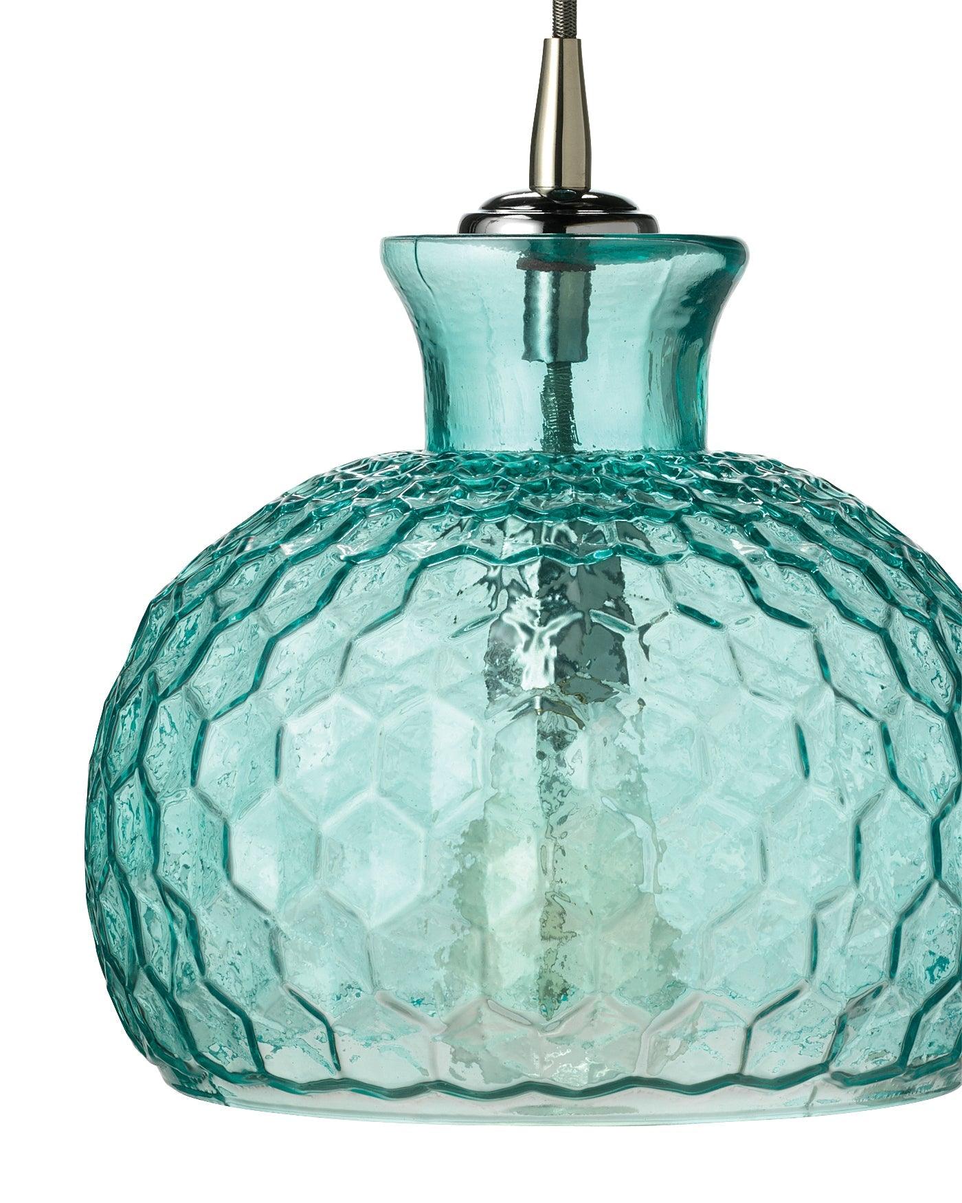 Coastal Style Blue Textured Glass Clark Pendant Pendants Sideboards and Things By Jamie Young