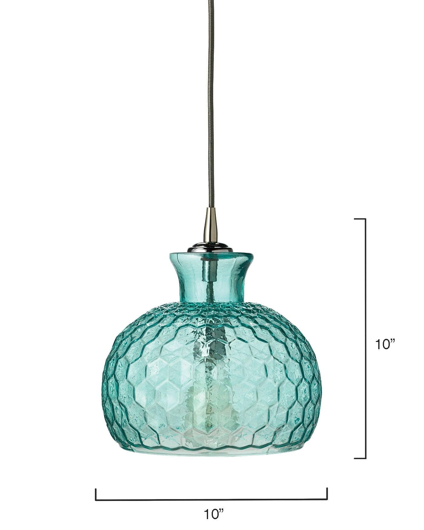 Coastal Style Blue Textured Glass Clark Pendant Pendants Sideboards and Things By Jamie Young