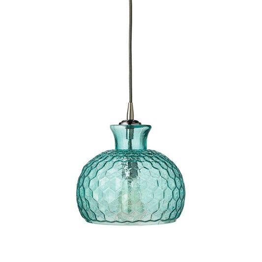 Coastal Style Blue Textured Glass Clark Pendant Pendants Sideboards and Things By Jamie Young