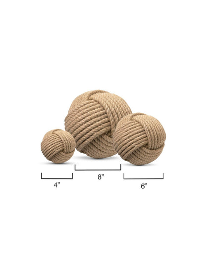 Coastal Style Brown Jute Balls (Set of 3) Statues & Sculptures Sideboards and Things By Jamie Young