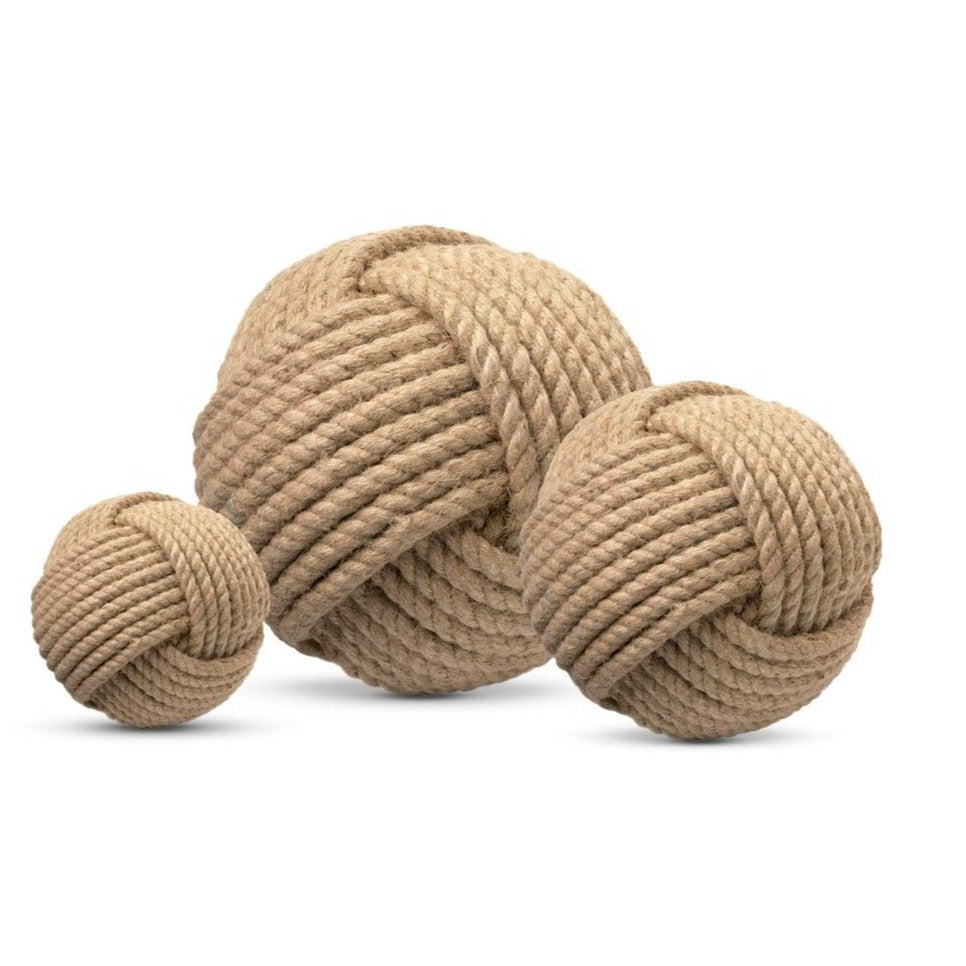 Coastal Style Brown Jute Balls (Set of 3) Statues & Sculptures Sideboards and Things By Jamie Young