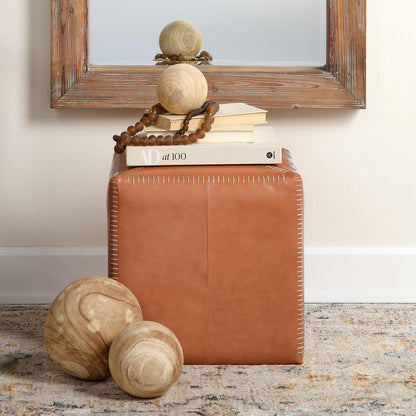 Coastal Style Brown Paulownia Wood Malibu Wood Balls (set of 3) Statues & Sculptures Sideboards and Things By Jamie Young