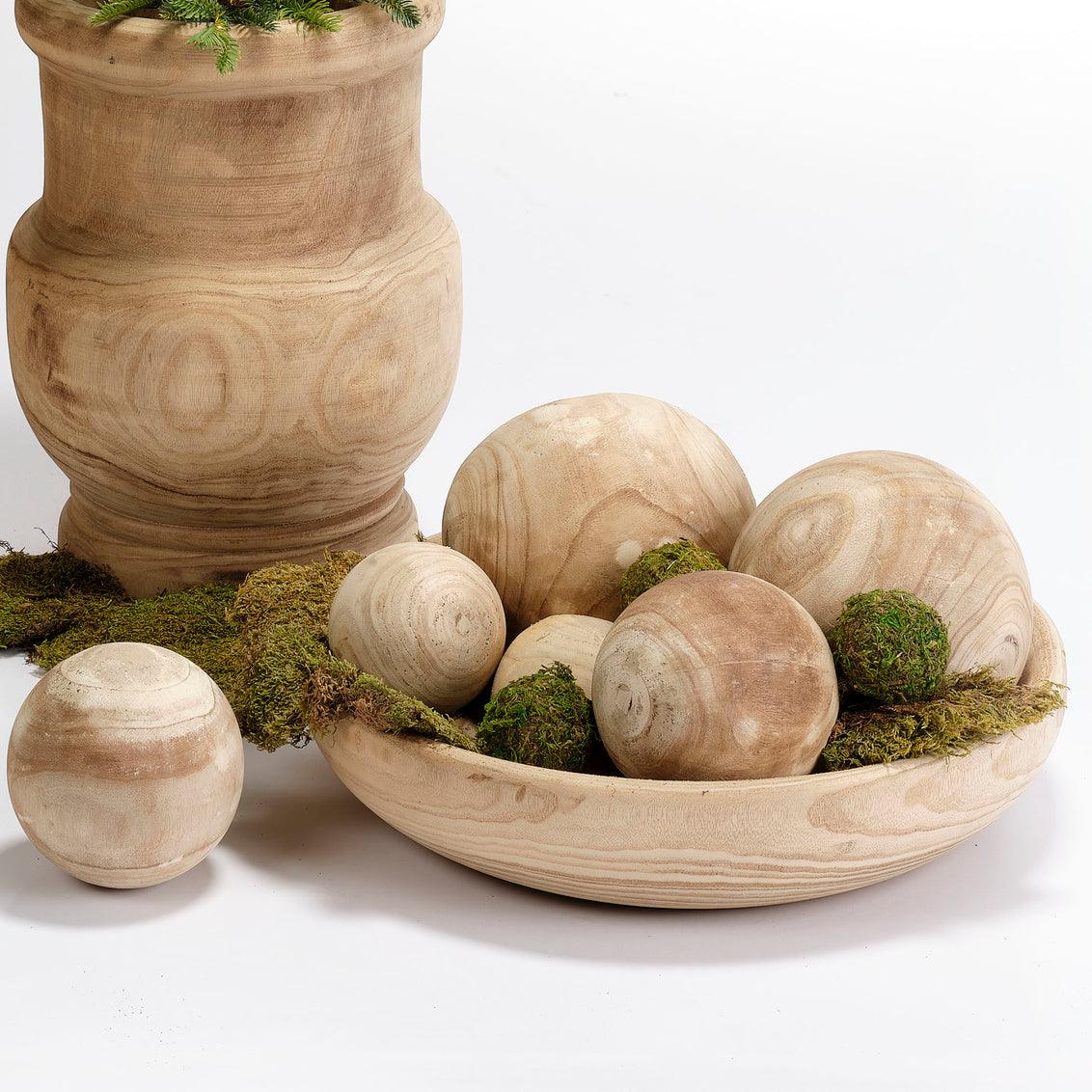 Coastal Style Brown Paulownia Wood Malibu Wood Balls (set of 3) Statues & Sculptures Sideboards and Things By Jamie Young