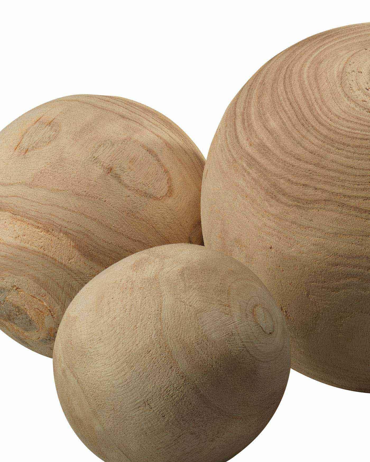 Coastal Style Brown Paulownia Wood Malibu Wood Balls (set of 3) Statues & Sculptures Sideboards and Things By Jamie Young