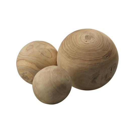 Coastal Style Brown Paulownia Wood Malibu Wood Balls (set of 3) Statues & Sculptures Sideboards and Things By Jamie Young