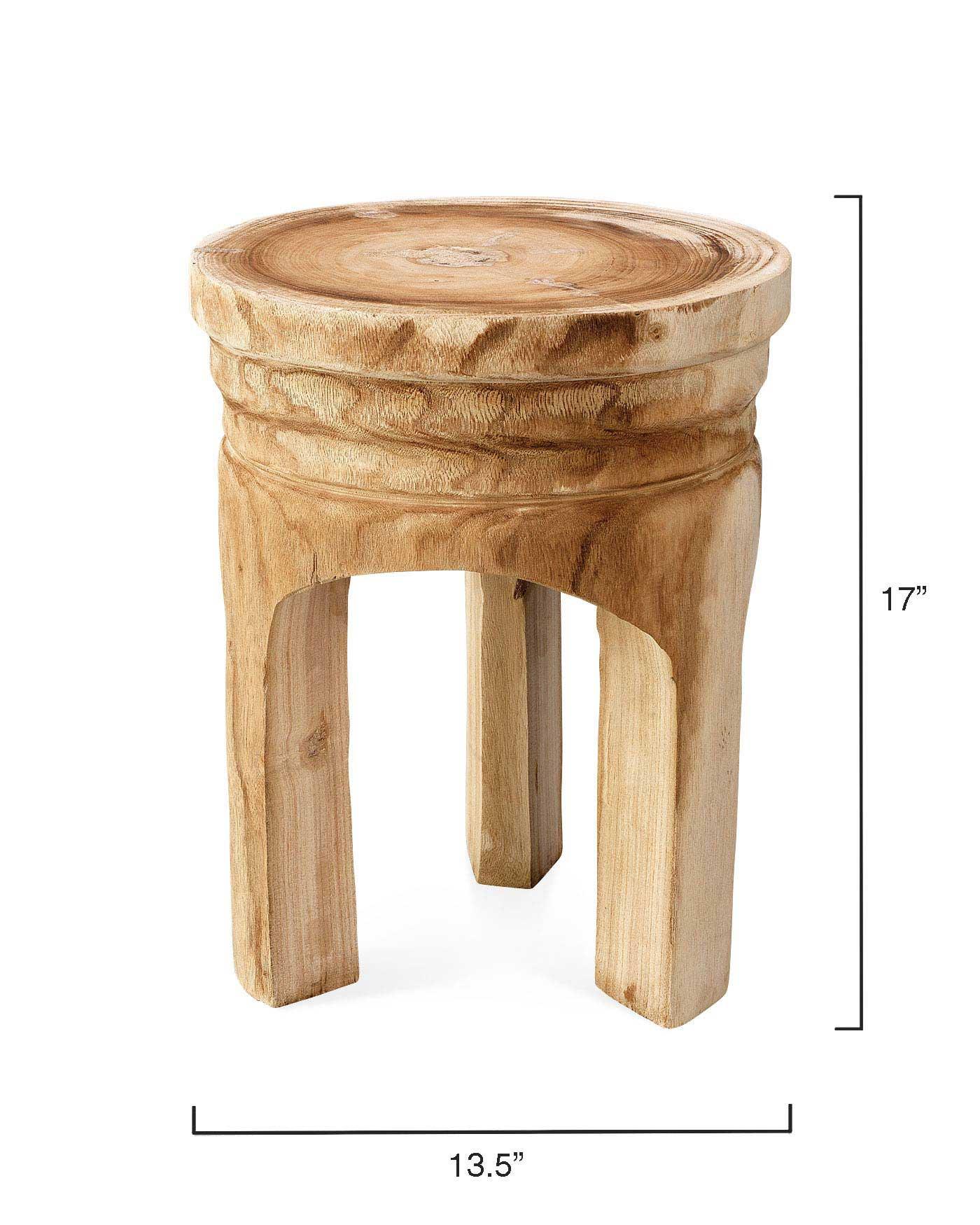 Coastal Style Brown Paulownia Wood Mesa Wooden Stool Backless Side Tables Sideboards and Things By Jamie Young