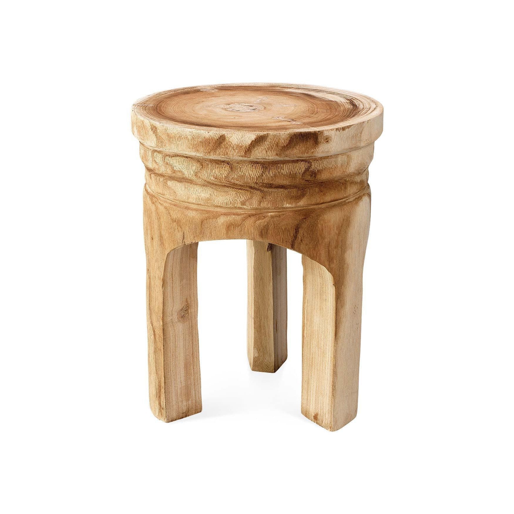 Coastal Style Brown Paulownia Wood Mesa Wooden Stool Backless Side Tables Sideboards and Things By Jamie Young