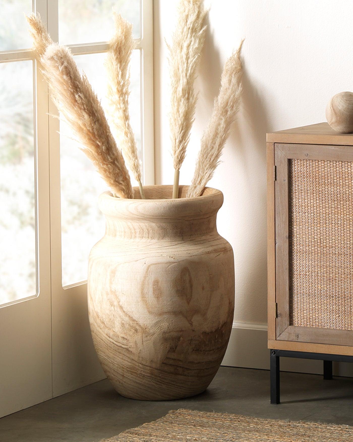 Coastal Style Brown Paulownia Wood Topanga Wooden Vase Vases & Jars Sideboards and Things By Jamie Young