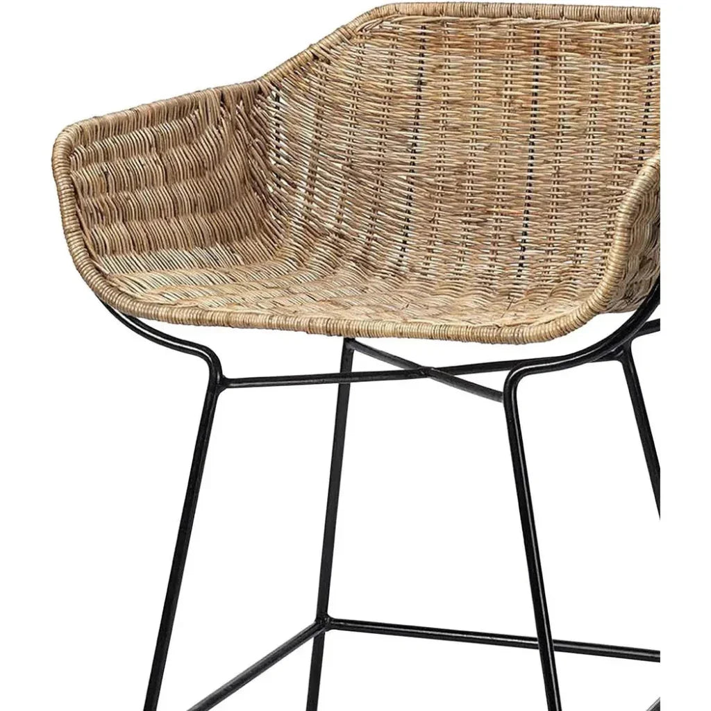 Jamie Young Coastal Style Brown Rattan Nusa Counter Stool Back