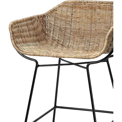 Jamie Young Coastal Style Brown Rattan Nusa Counter Stool Back