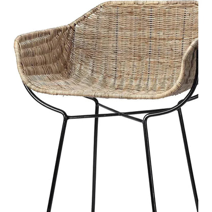 Jamie Young Coastal Style Brown Rattan Nusa Counter Stool Back