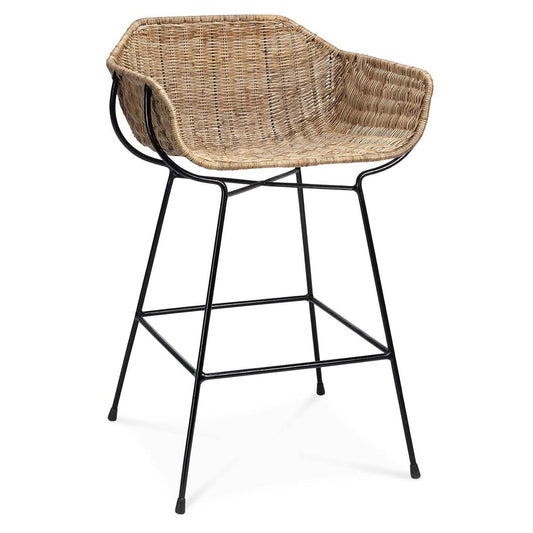 Coastal Style Brown Rattan Nusa Counter Stool With Back Counter Stools Sideboards and Things By Jamie Young