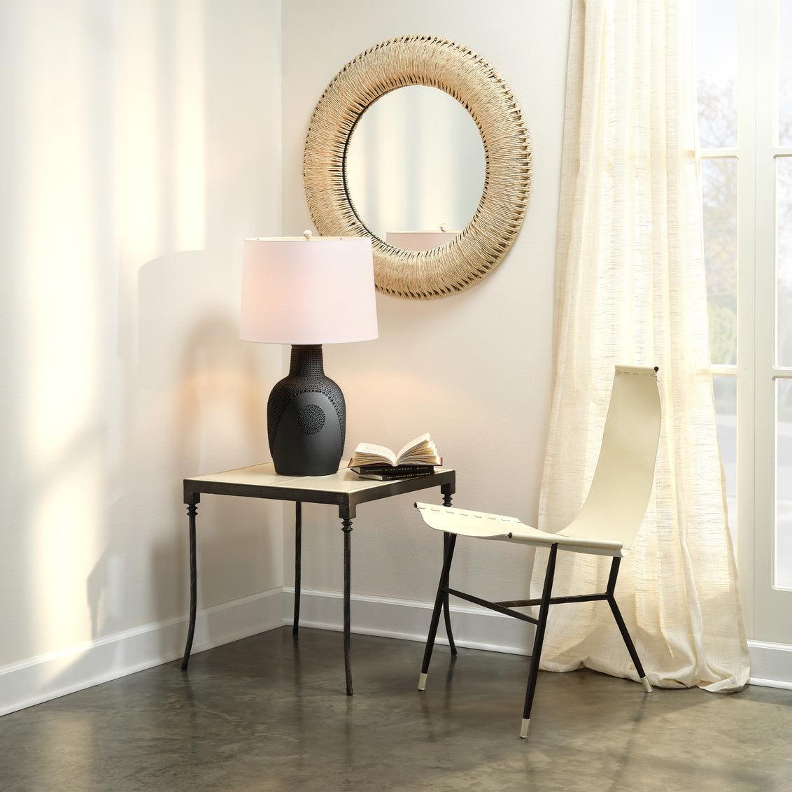 Coastal Style Corn Leaf Rope Round Hollis Wall Mirror Wall Mirrors Sideboards and Things By Jamie Young