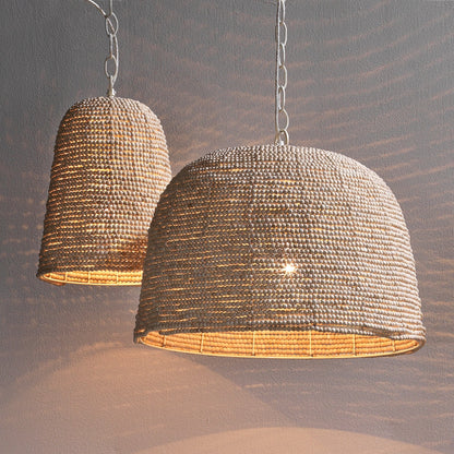 Coastal Style Cream Mango Wood Iron High Tide Pendant Pendants Sideboards and Things By Jamie Young