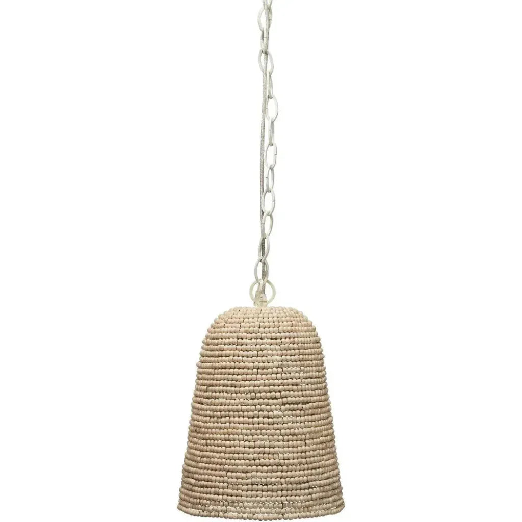 Jamie Young Coastal Style Cream Wood Iron Canal Pendant