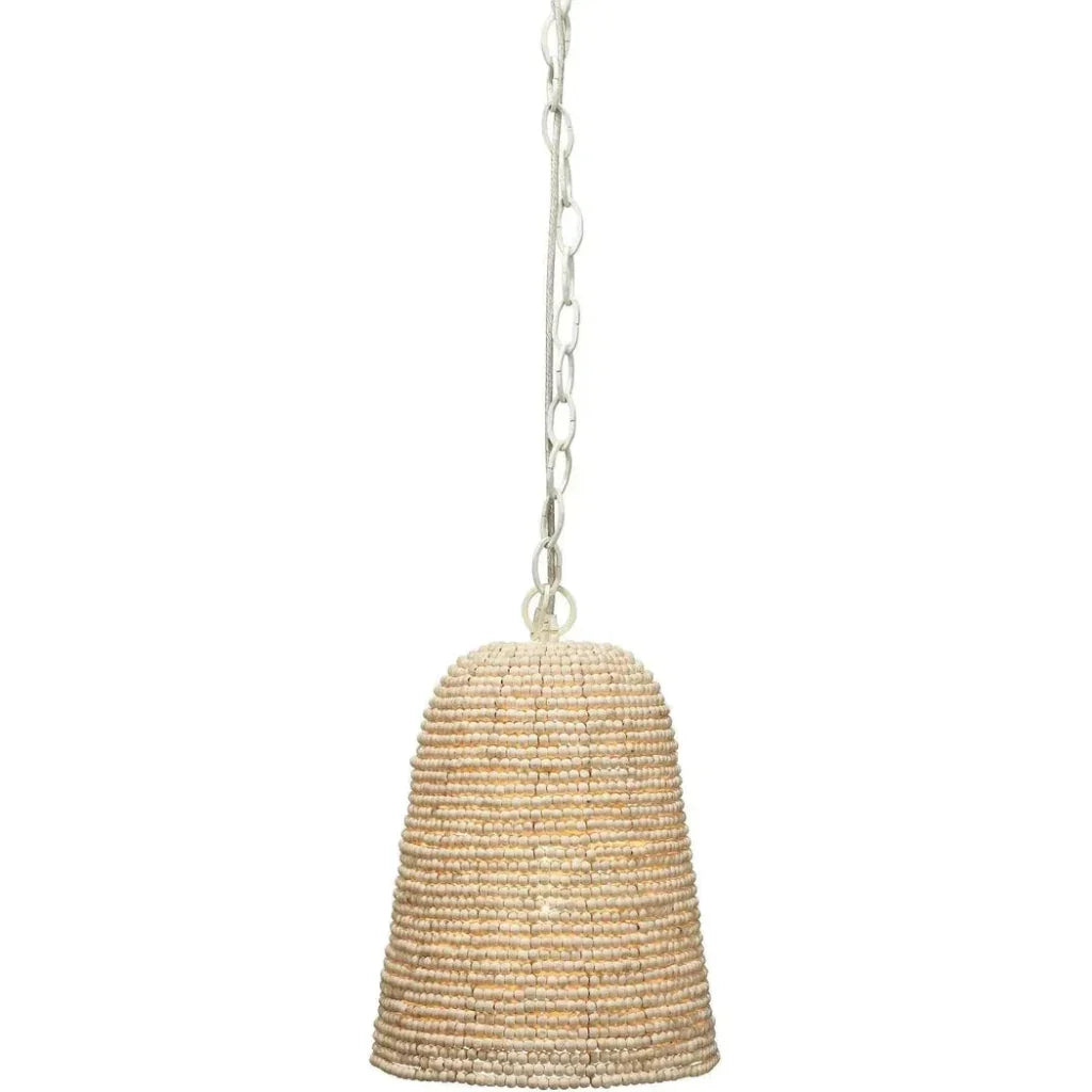 Jamie Young Coastal Style Cream Wood Iron Canal Pendant