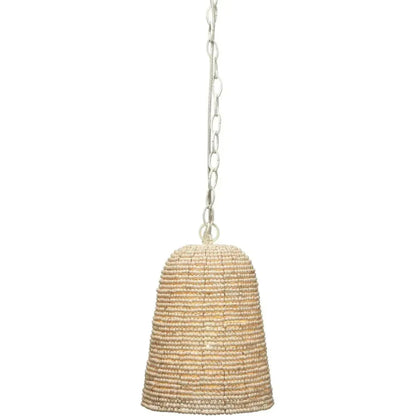 Jamie Young Coastal Style Cream Wood Iron Canal Pendant