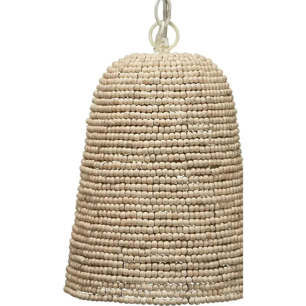 Jamie Young Coastal Style Cream Wood Iron Canal Pendant