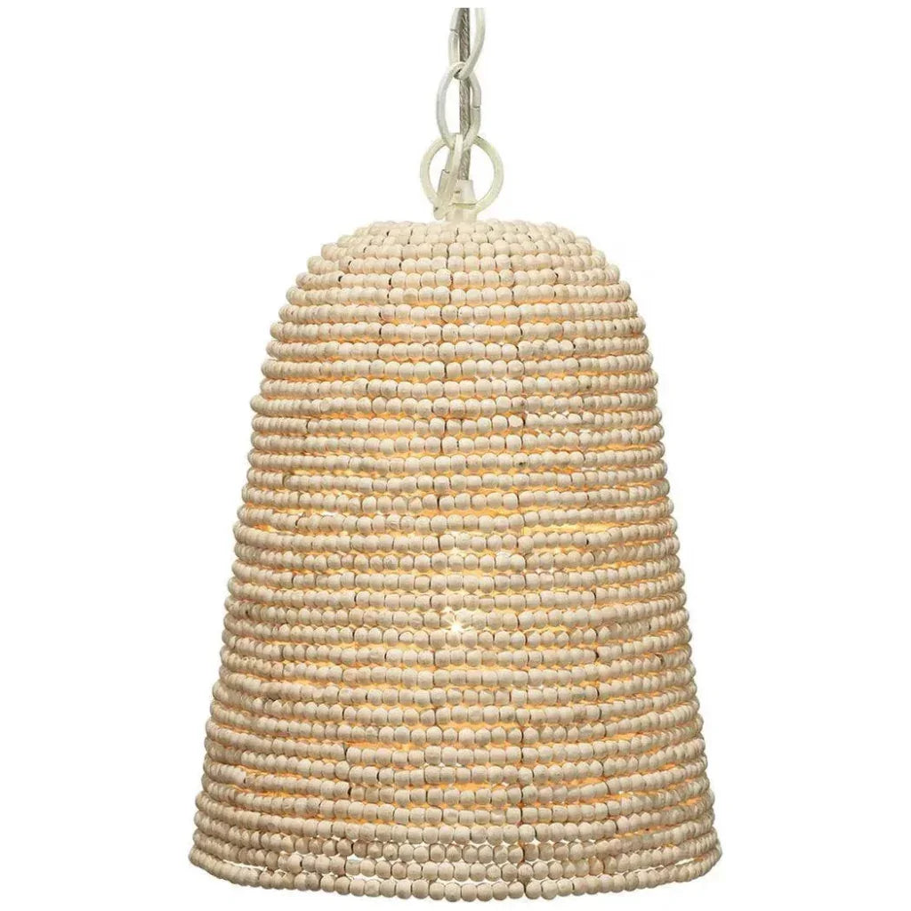 Jamie Young Coastal Style Cream Wood Iron Canal Pendant