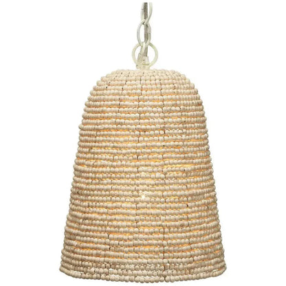 Jamie Young Coastal Style Cream Wood Iron Canal Pendant