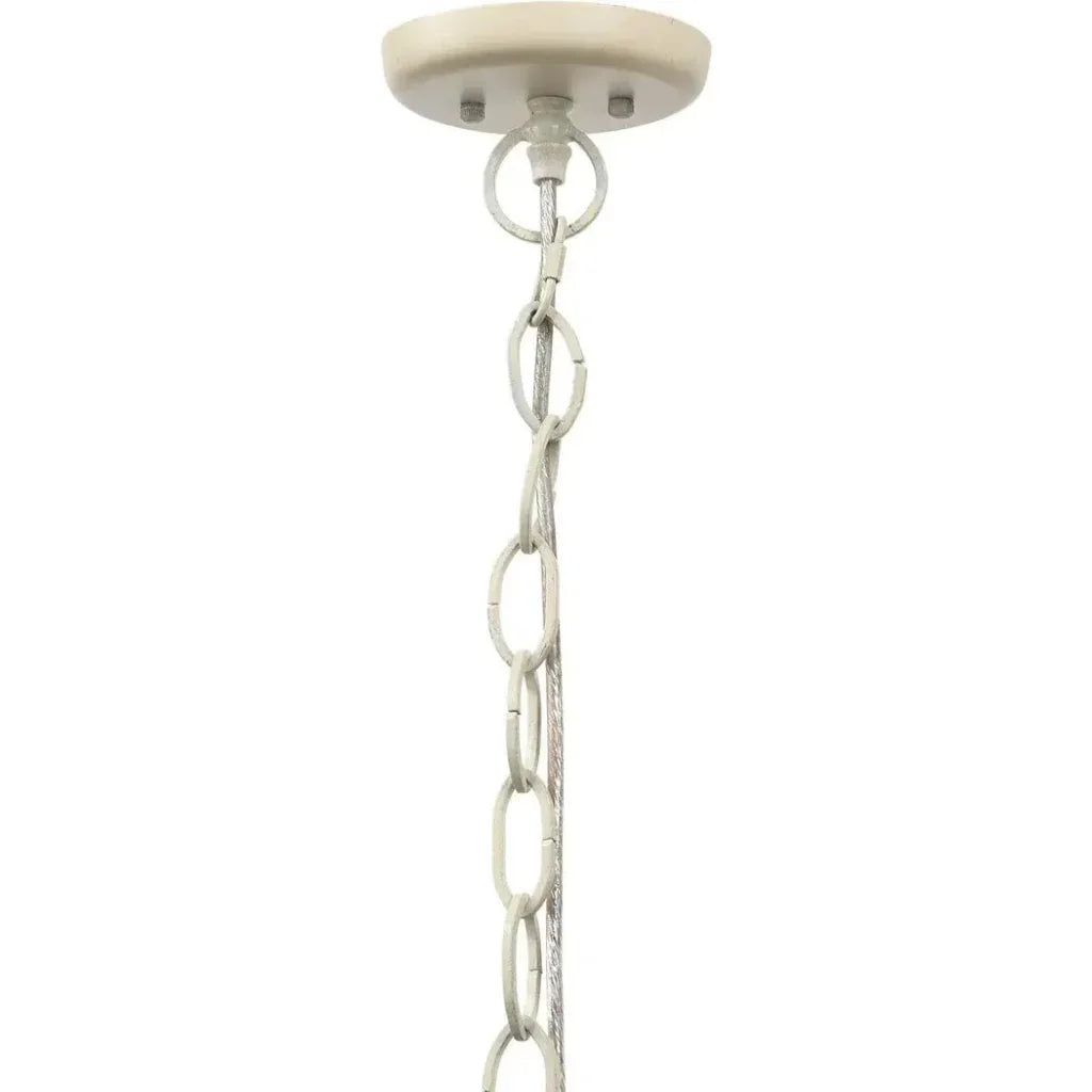 Jamie Young Coastal Style Cream Wood Iron Canal Pendant