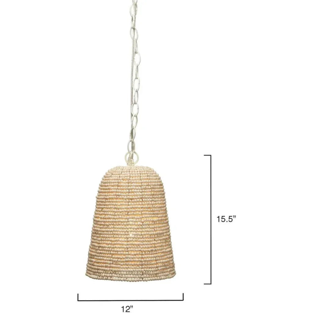 Jamie Young Coastal Style Cream Wood Iron Canal Pendant