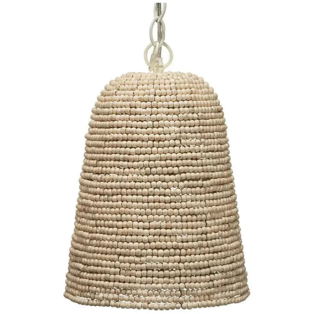 Jamie Young Coastal Style Cream Wood Iron Canal Pendant