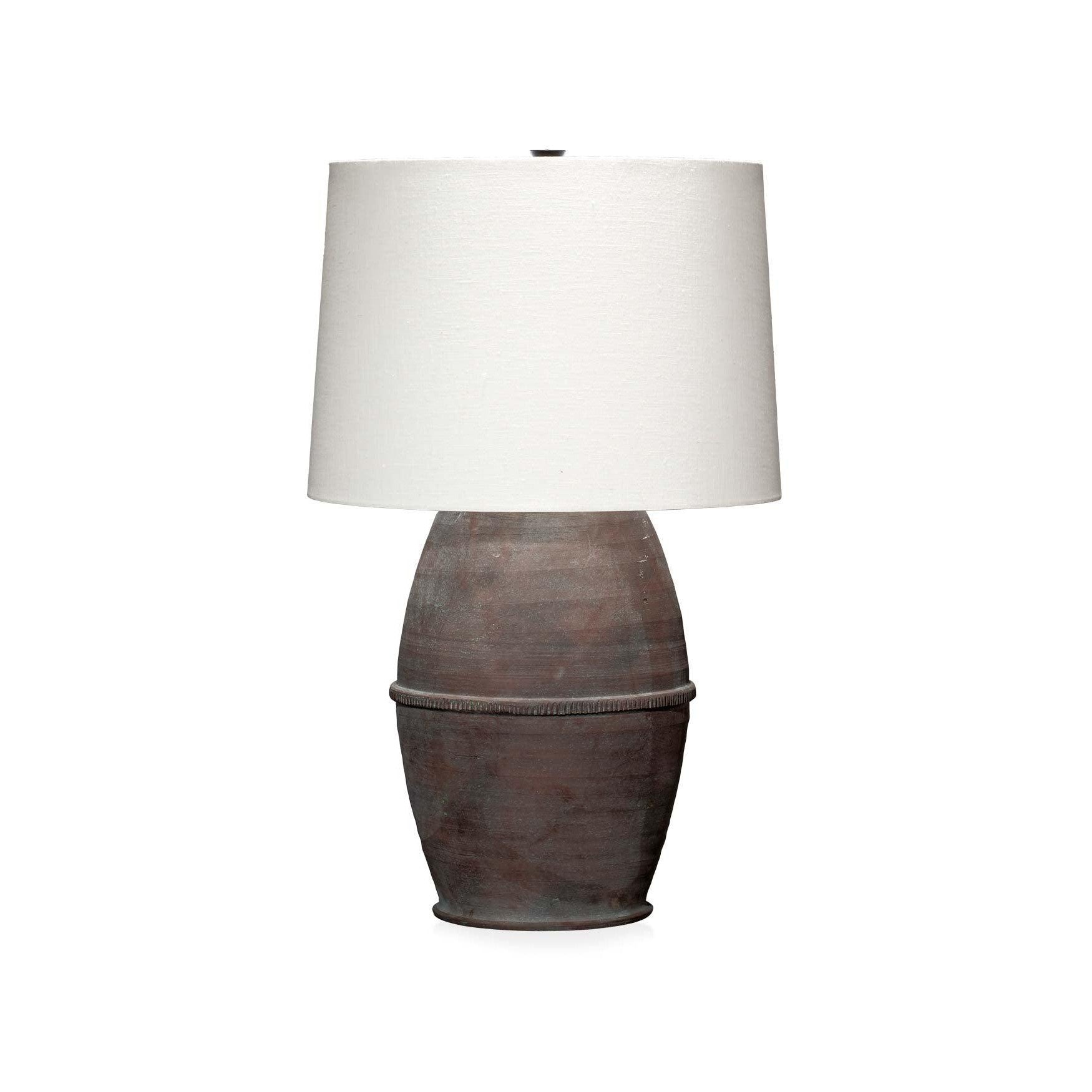 Coastal Style Dark Grey Ceramic Antiquity Table Lamp Table Lamps Sideboards and Things By Jamie Young