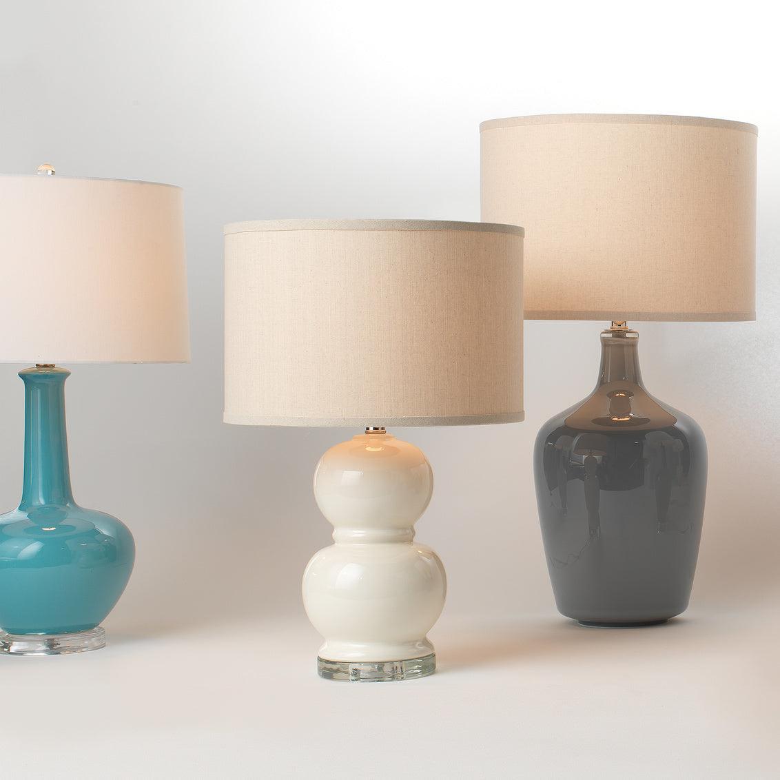 Coastal Style Foggy Grey Glass Plum Jar Table Lamp Table Lamps Sideboards and Things By Jamie Young