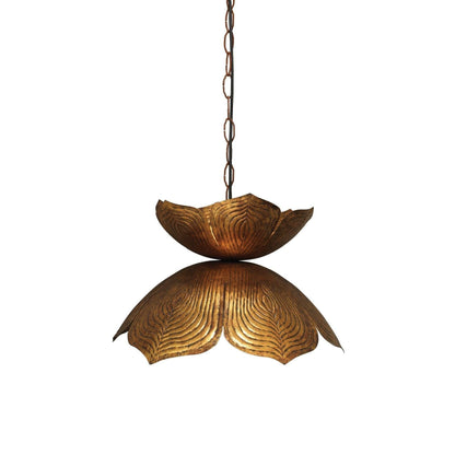 Coastal Style Gold Iron Flowering Lotus Pendant - Large Pendants Sideboards and Things By Jamie Young